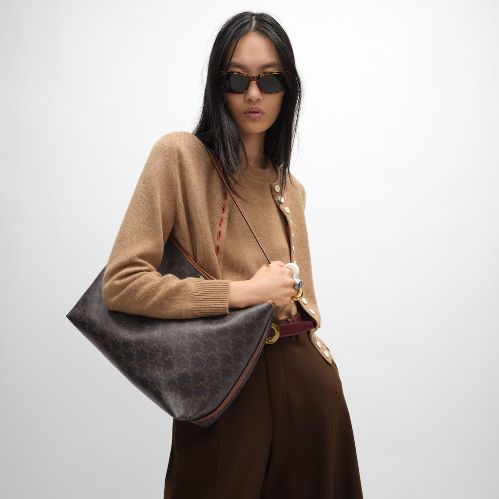 OUVALIA Luxury Edit | Celine SOFT SHOPPER BAG IN Triomphe Canvas and Calfskin