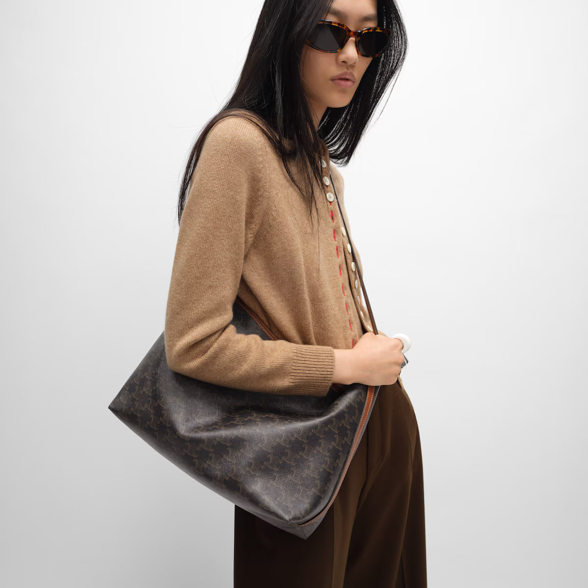 OUVALIA Luxury Edit | Celine SOFT SHOPPER BAG IN Triomphe Canvas and Calfskin