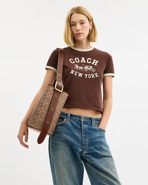 OUVALIA Luxury Edit | Coach BLEECKER BUCKET BAG IN SIGNATURE CANVAS