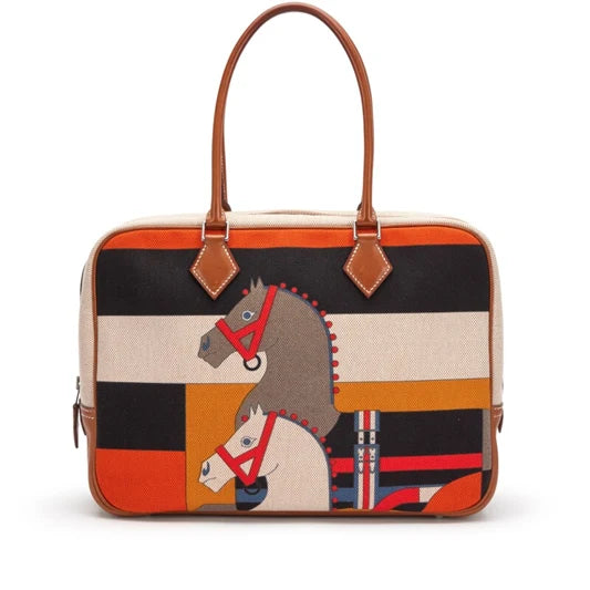 OUVALIA Luxury Edit | Hermès Barenia and Rocobar Print Toile Plume 32 Palladium Hardware