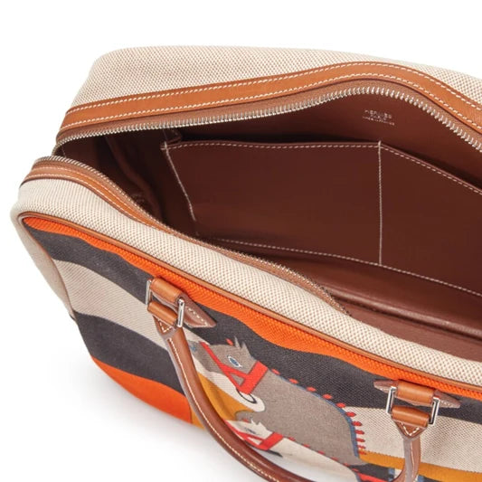 OUVALIA Luxury Edit | Hermès Barenia and Rocobar Print Toile Plume 32 Palladium Hardware