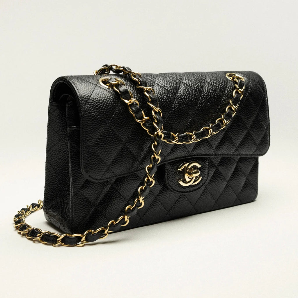 OUVALIA Luxury Edit | Chanel Classic Handbag Grained Calfskin & Gold-Tone Metal