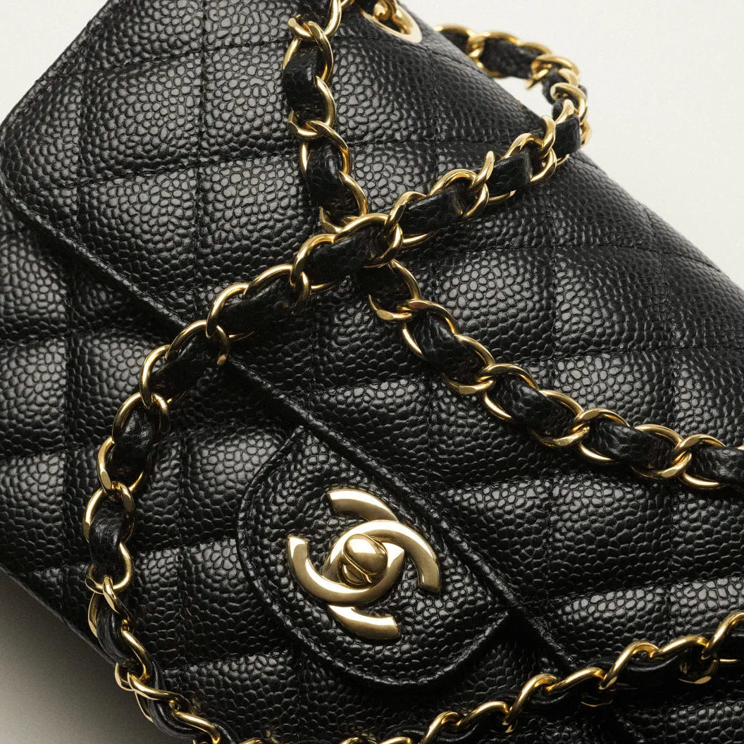OUVALIA Luxury Edit | Chanel Classic Handbag Grained Calfskin & Gold-Tone Metal