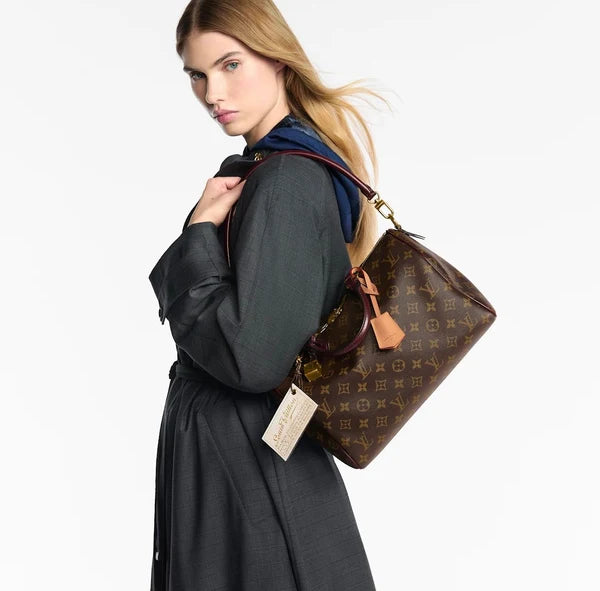 OUVALIA Luxury Edit | Louis Vuitton Speedy Bandoulière Monogram Canvas with Burgundy Trim