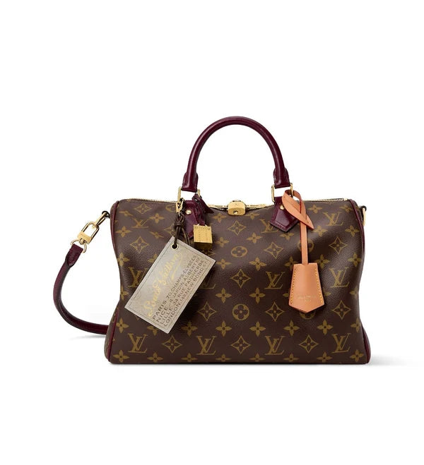 OUVALIA Luxury Edit | Louis Vuitton Speedy Bandoulière Monogram Canvas with Burgundy Trim