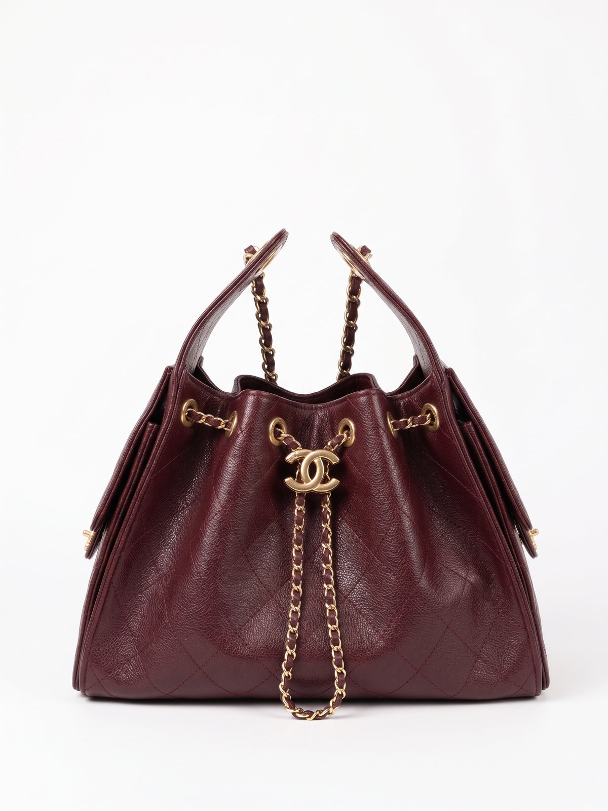 OUVALIA Luxury Edit | Chanel 25 Large Handbag Gold-Tone Metal Red