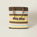 OUVALIA Luxury Edit | Miu Miu Striped Crochet Tote Bag – Grey