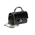OUVALIA Luxury Edit | Chanel Mini Classic Handbag with Top Handle – Patent Calfskin & Gold-Tone Metal