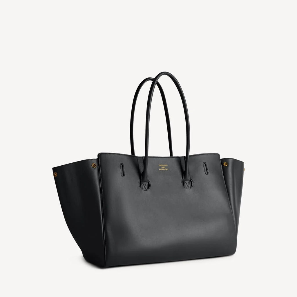 OUVALIA Luxury Edit | Balenciaga Bel Air Carry All Bag Medium In Black Smooth Calfskin, Aged-Gold Hardware