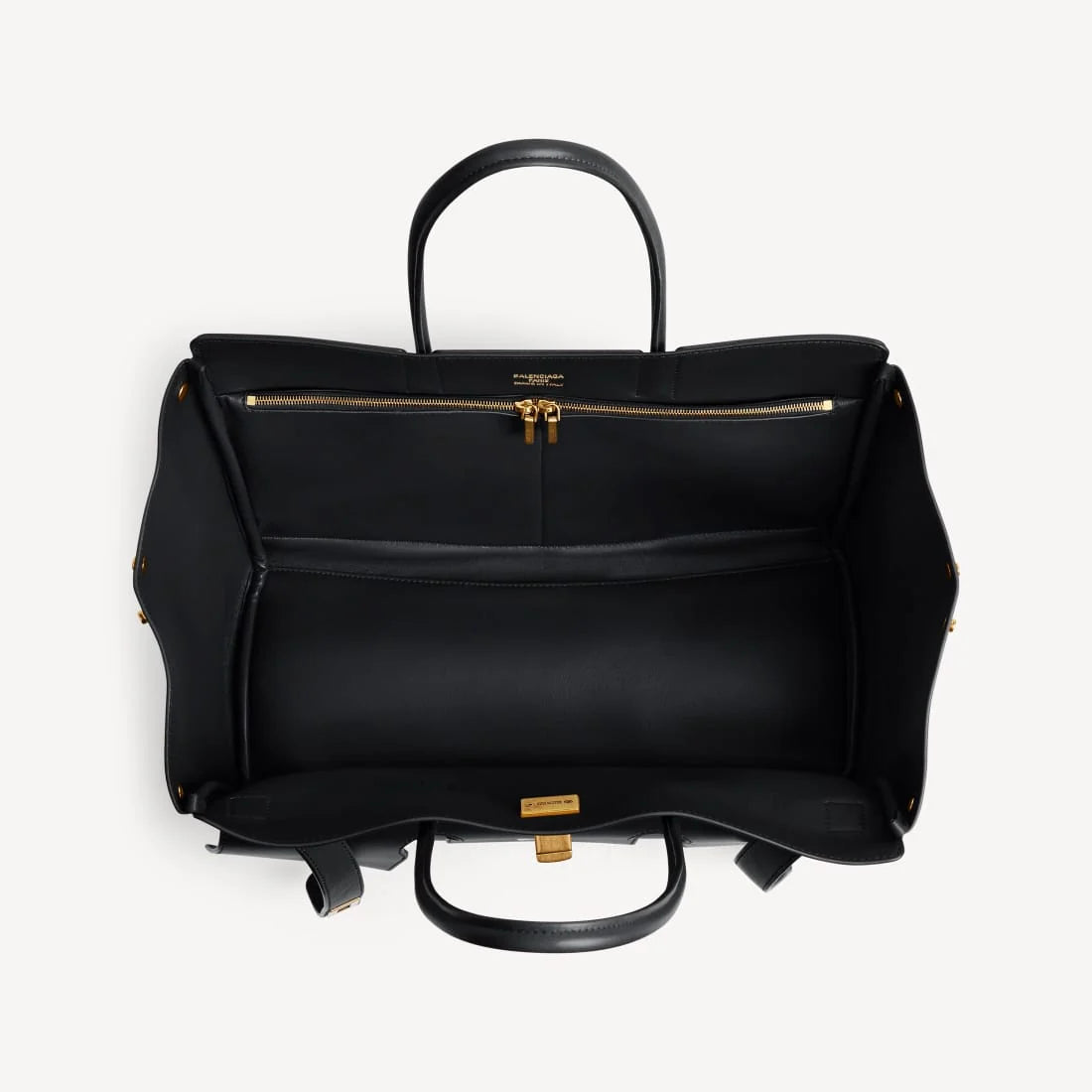 OUVALIA Luxury Edit | Balenciaga Bel Air Carry All Bag Medium In Black Smooth Calfskin, Aged-Gold Hardware