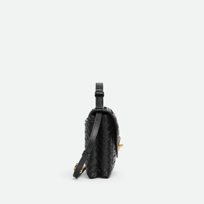 OUVALIA Luxury Edit | Bottega Knot Lock Black Bag