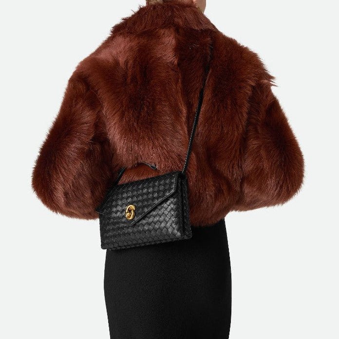 OUVALIA Luxury Edit | Bottega Knot Lock Black Bag