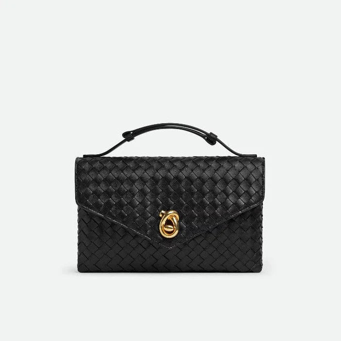 OUVALIA Luxury Edit | Bottega Knot Lock Black Bag