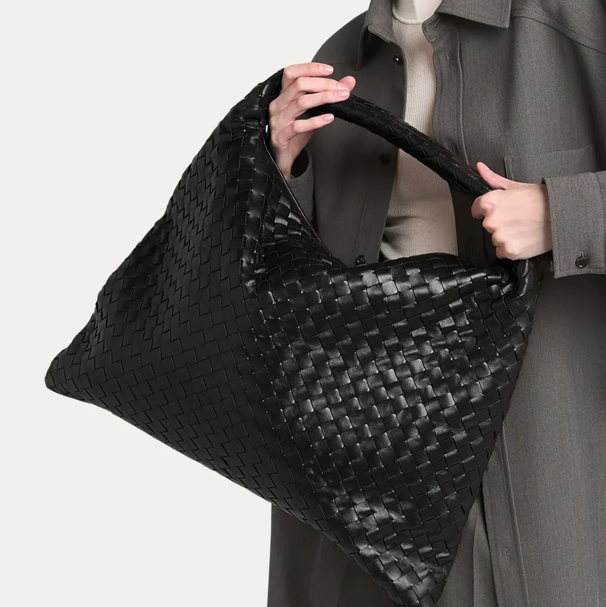 OUVALIA Luxury Edit | Bottega Large Hop Bag With Intrecciato Leather