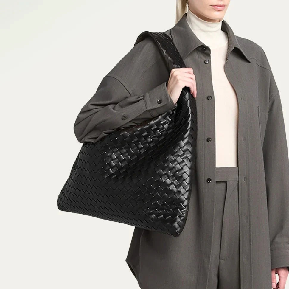 OUVALIA Luxury Edit | Bottega Large Hop Bag With Intrecciato Leather
