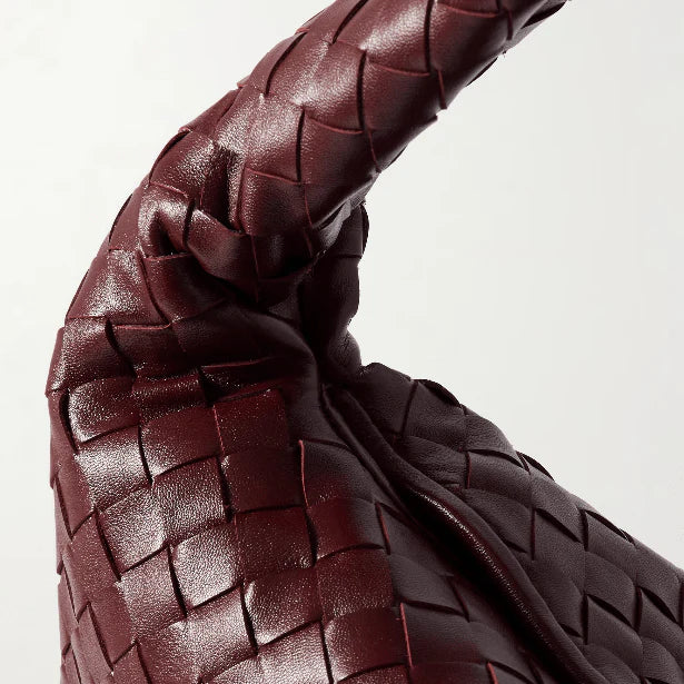 OUVALIA Luxury Edit | Bottega Small Veneta Hop Burgundy Leather Bag