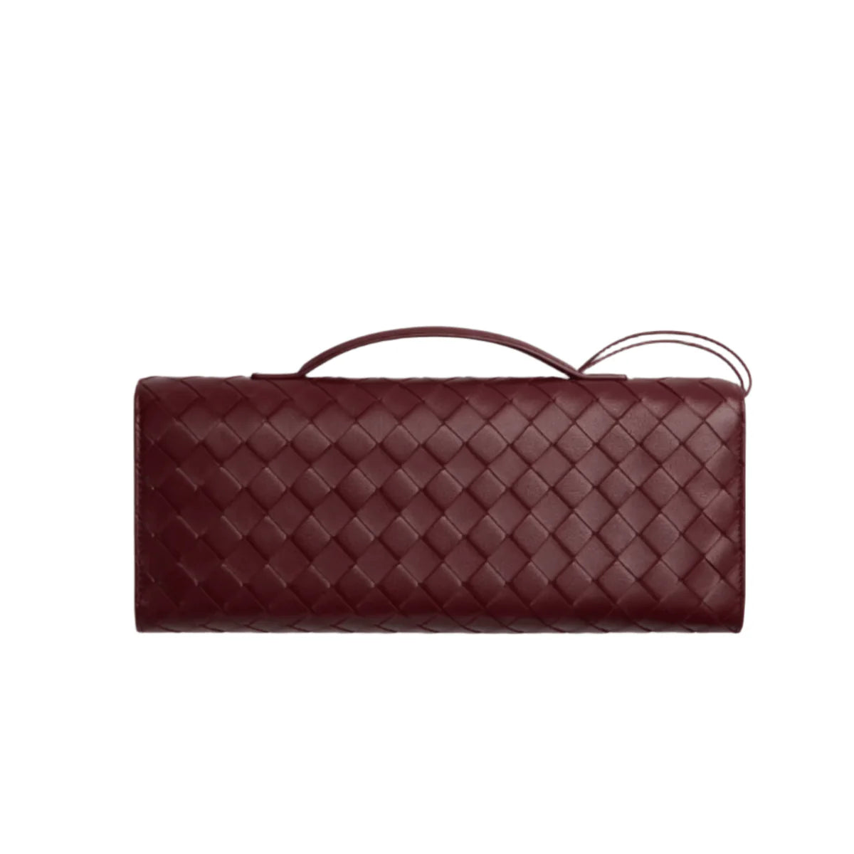 OUVALIA Luxury Edit | Bottega Veneta Andiamo Clutch – Barolo Intrecciato Leather With Brass