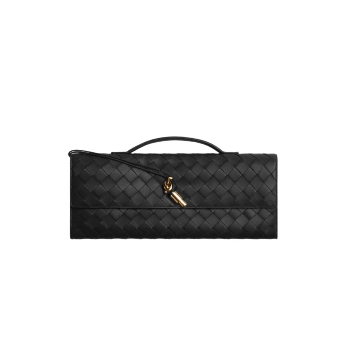 OUVALIA Luxury Edit | Bottega Veneta Andiamo Clutch – Black Intrecciato Leather