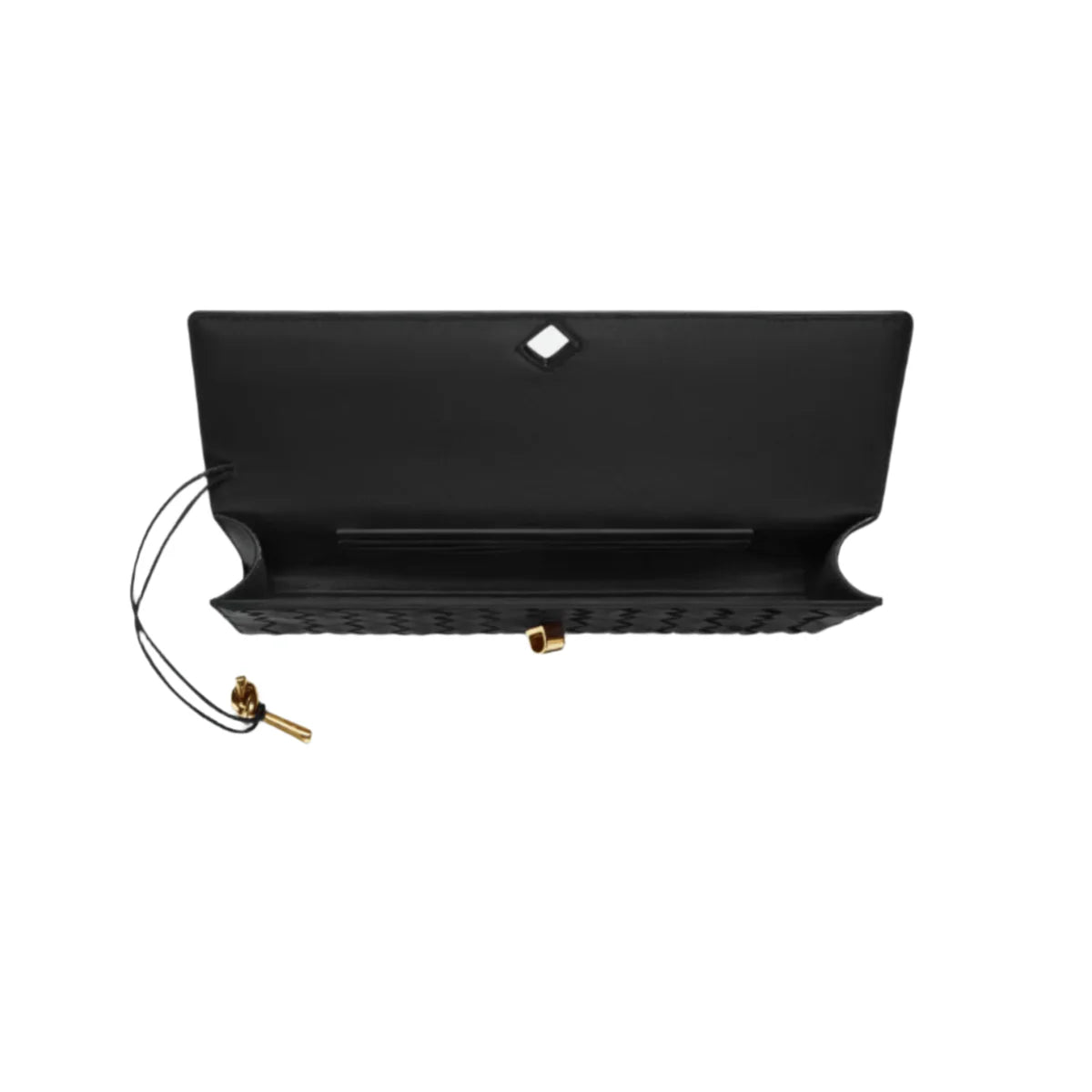 OUVALIA Luxury Edit | Bottega Veneta Andiamo Clutch – Black Intrecciato Leather