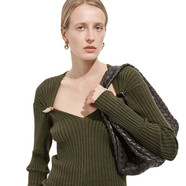 OUVALIA Luxury Edit | Bottega Veneta Campana Intrecciato Leather Shoulder Bag Medium