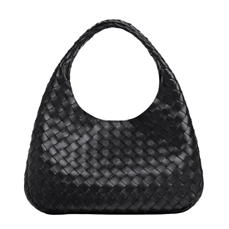 OUVALIA Luxury Edit | Bottega Veneta Campana Intrecciato Leather Shoulder Bag Medium Black