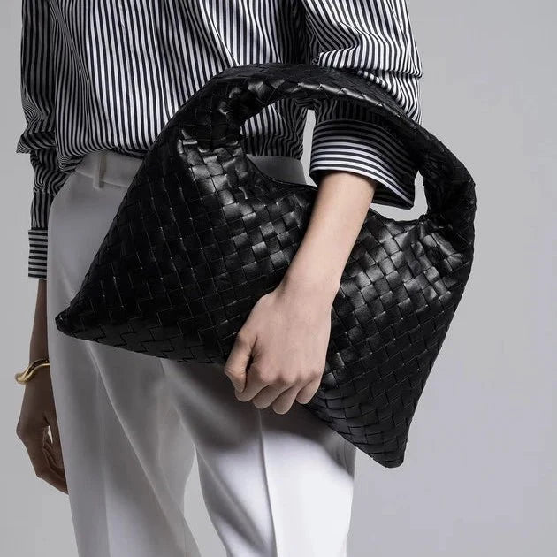 OUVALIA Luxury Edit | Bottega Veneta Hop Black Leather Bag