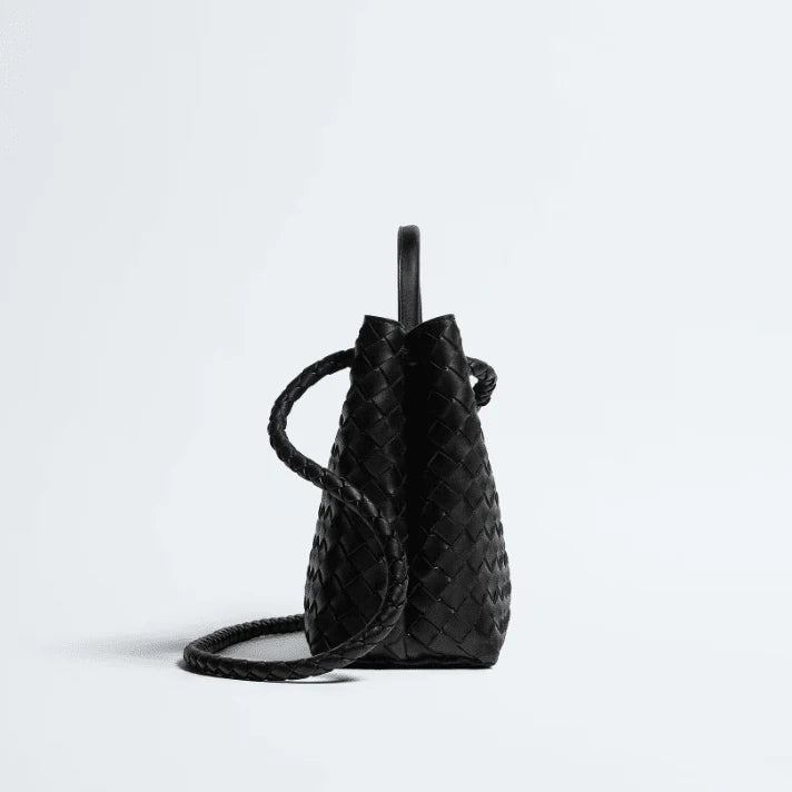 OUVALIA Luxury Edit | Bottega Veneta Medium Andiamo Crossbody Bag in Intrecciato Leather Black