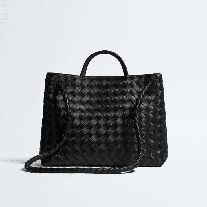 OUVALIA Luxury Edit | Bottega Veneta Medium Andiamo Crossbody Bag in Intrecciato Leather Black