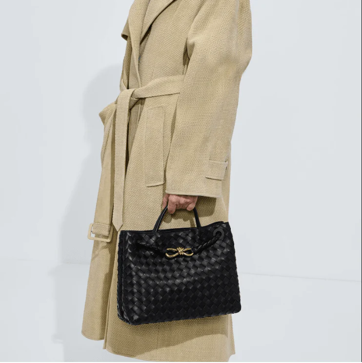 OUVALIA Luxury Edit | Bottega Veneta Medium Andiamo Crossbody Bag in Intrecciato Leather Black