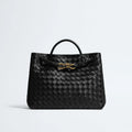 OUVALIA Luxury Edit | Bottega Veneta Medium Andiamo Crossbody Bag in Intrecciato Leather Black