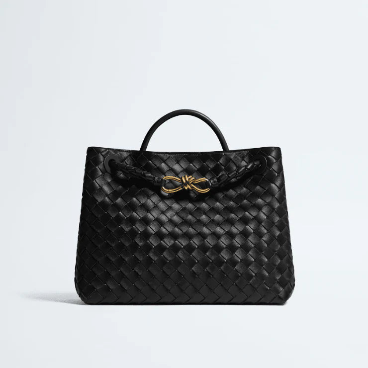 OUVALIA Luxury Edit | Bottega Veneta Medium Andiamo Crossbody Bag in Intrecciato Leather Black