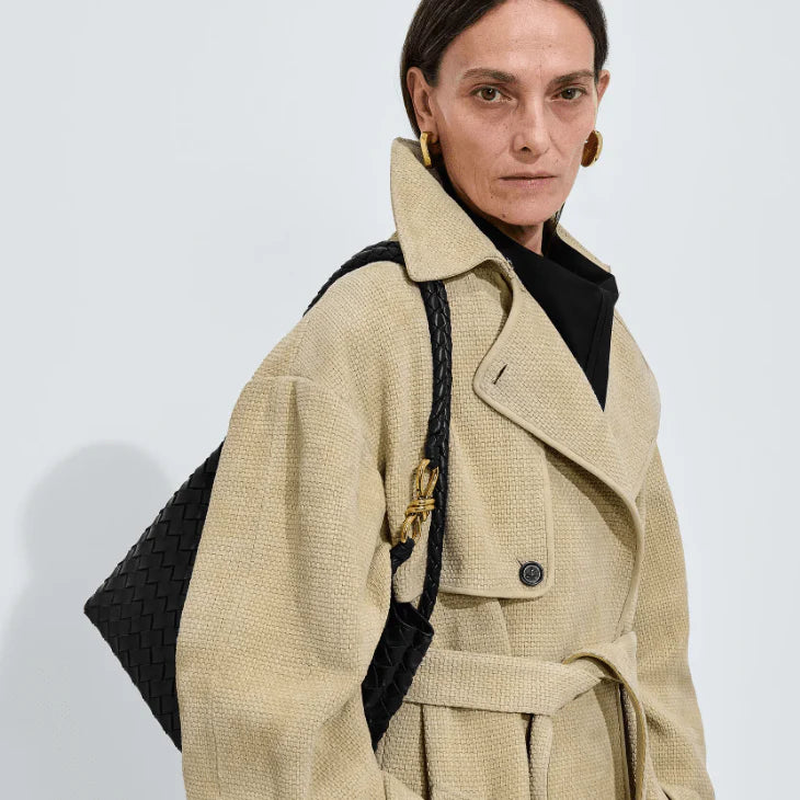 OUVALIA Luxury Edit | Bottega Veneta Medium Andiamo Crossbody Bag in Intrecciato Leather Black