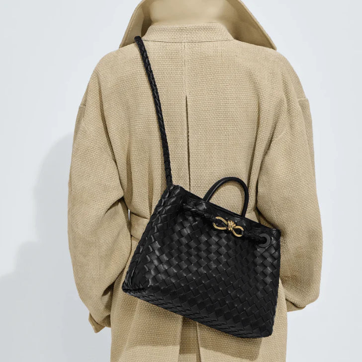 OUVALIA Luxury Edit | Bottega Veneta Medium Andiamo Crossbody Bag in Intrecciato Leather Black