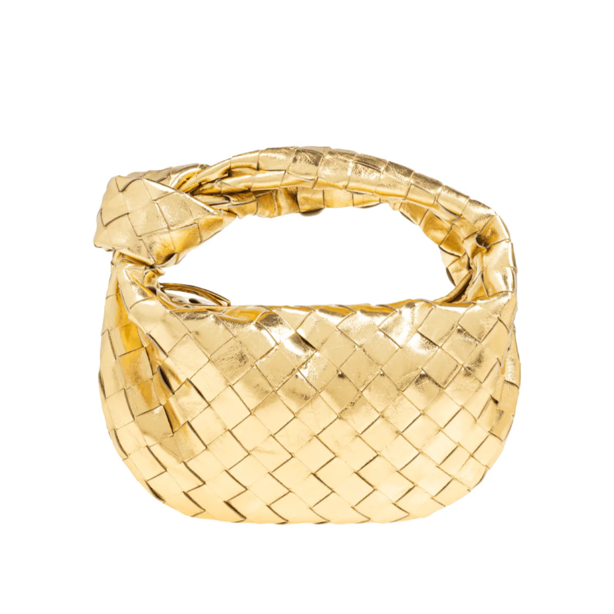 OUVALIA Luxury Edit | Bottega Veneta Mini Jodie Metallic Gold Leather Bag