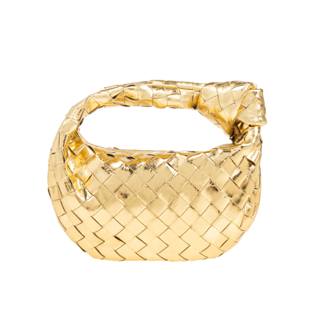 OUVALIA Luxury Edit | Bottega Veneta Mini Jodie Metallic Gold Leather Bag
