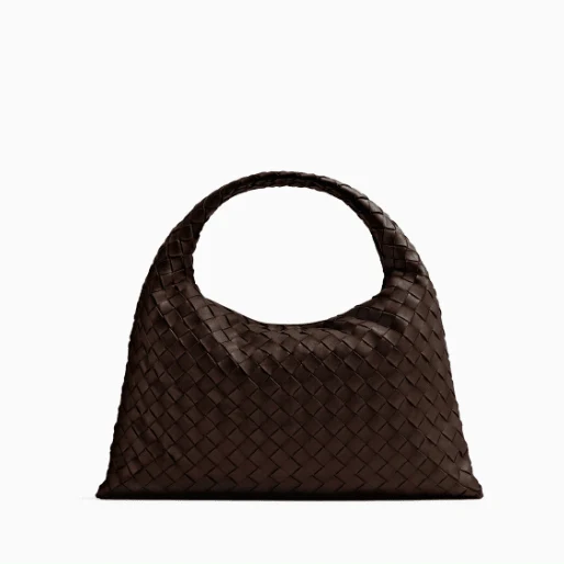 OUVALIA Luxury Edit | Bottega Veneta Small Hop Hobo Bag In Intrecciato Leather Brown