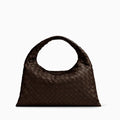 OUVALIA Luxury Edit | Bottega Veneta Small Hop Hobo Bag In Intrecciato Leather Brown