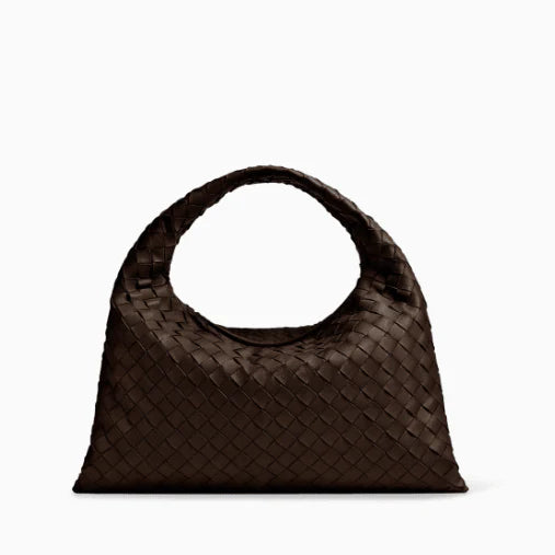 OUVALIA Luxury Edit | Bottega Veneta Small Hop Hobo Bag In Intrecciato Leather Brown
