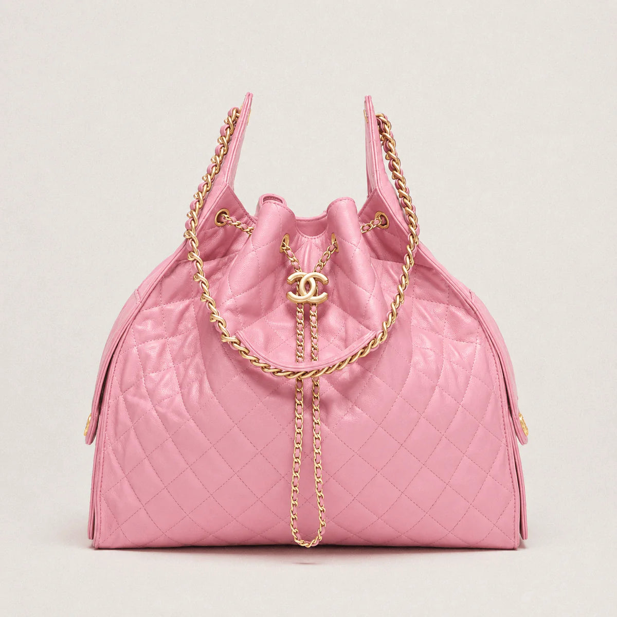 OUVALIA Luxury Edit | Chanel 25 Large Handbag Gold-Tone Metal Light Pink