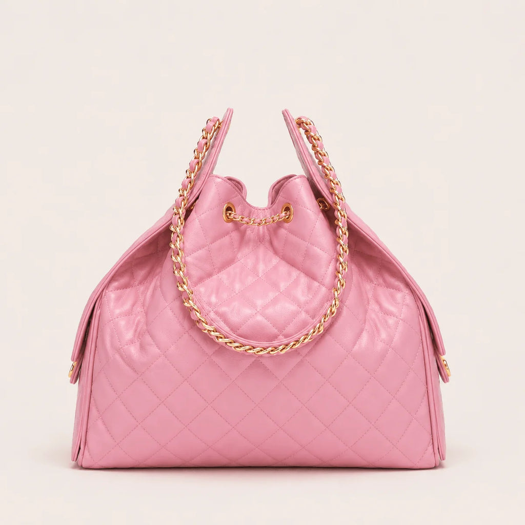 OUVALIA Luxury Edit | Chanel 25 Large Handbag Gold-Tone Metal Light Pink