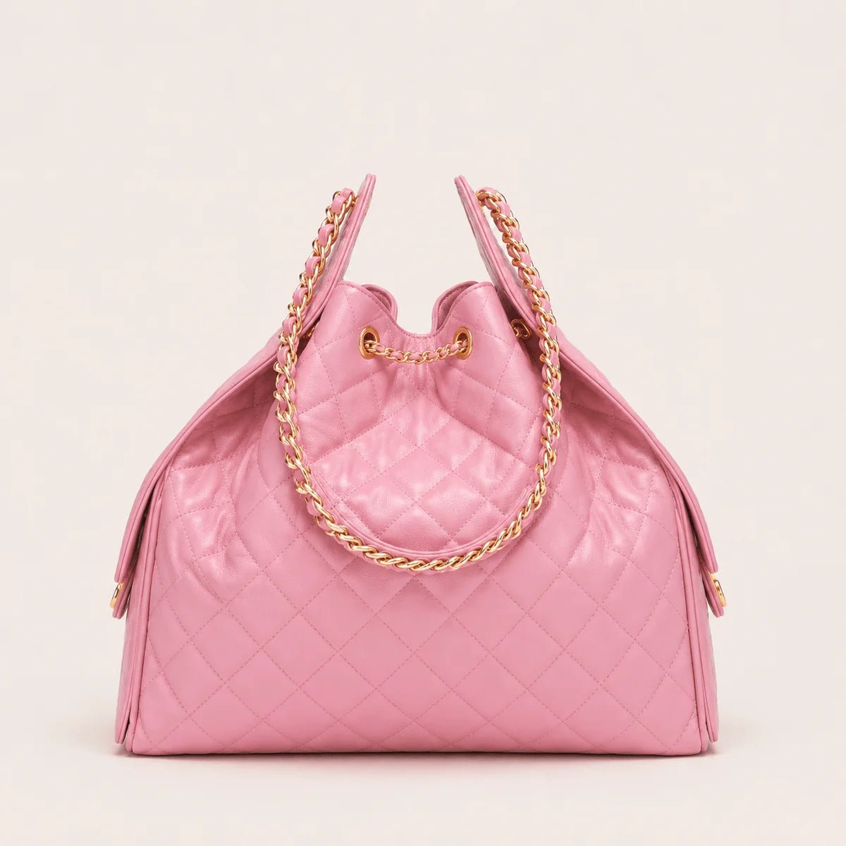 OUVALIA Luxury Edit | Chanel 25 Large Handbag Gold-Tone Metal Light Pink