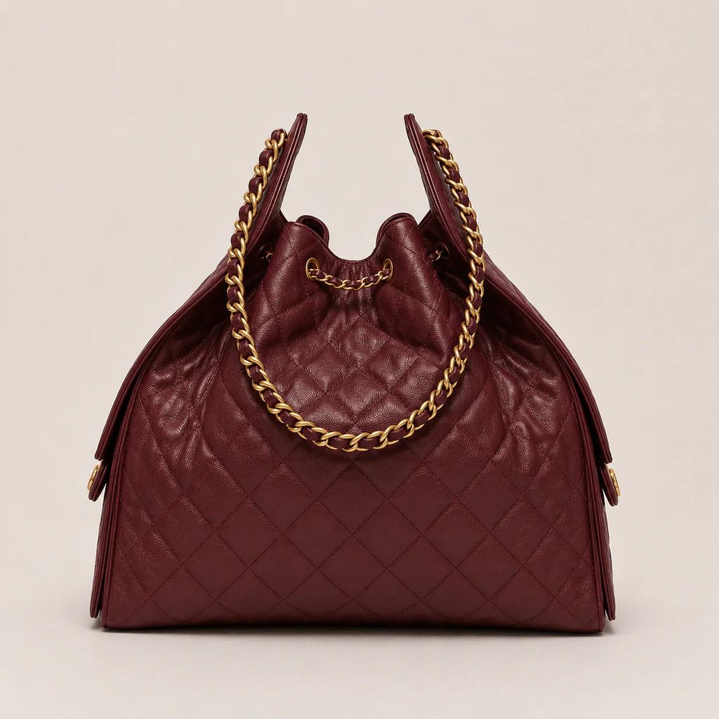 OUVALIA Luxury Edit | Chanel 25 Large Handbag Gold-Tone Metal Red