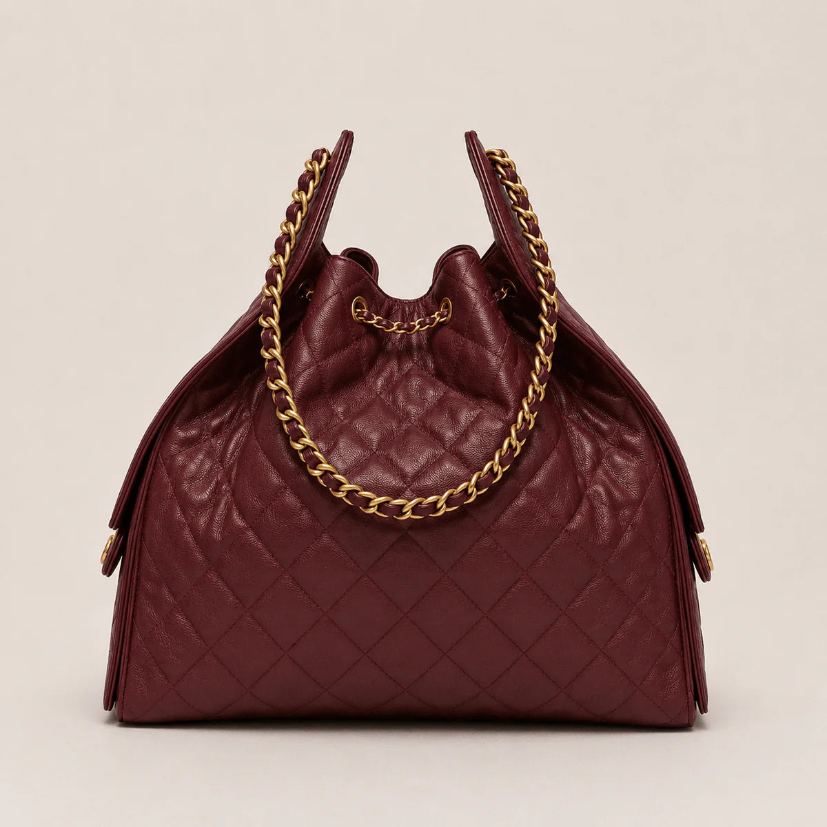 OUVALIA Luxury Edit | Chanel 25 Large Handbag Gold-Tone Metal Red