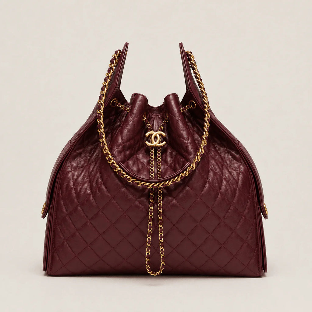 OUVALIA Luxury Edit | Chanel 25 Large Handbag Gold-Tone Metal Red