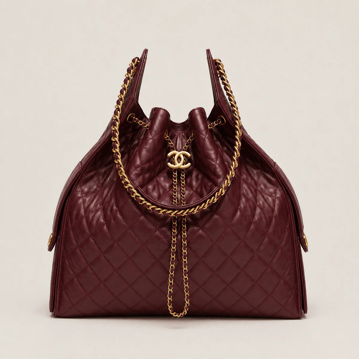 OUVALIA Luxury Edit | Chanel 25 Large Handbag Gold-Tone Metal Red