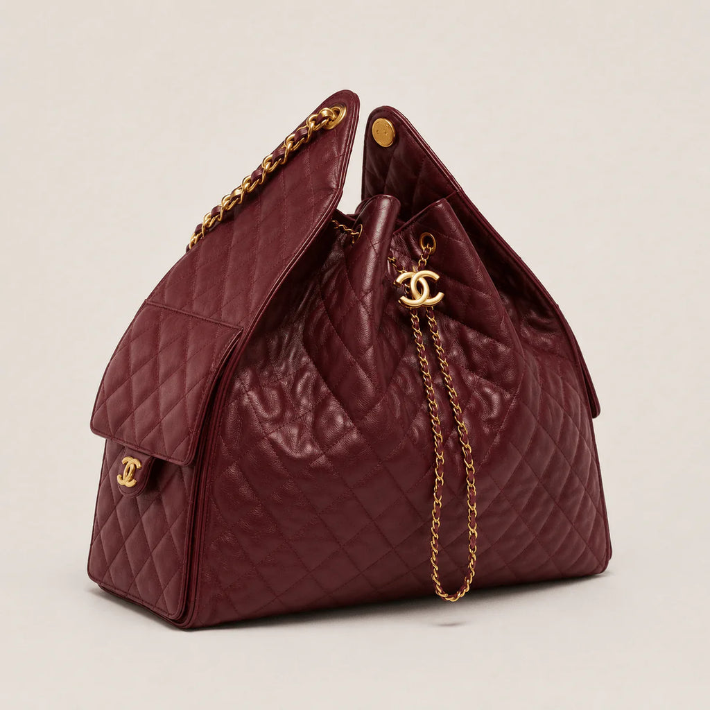 OUVALIA Luxury Edit | Chanel 25 Large Handbag Gold-Tone Metal Red
