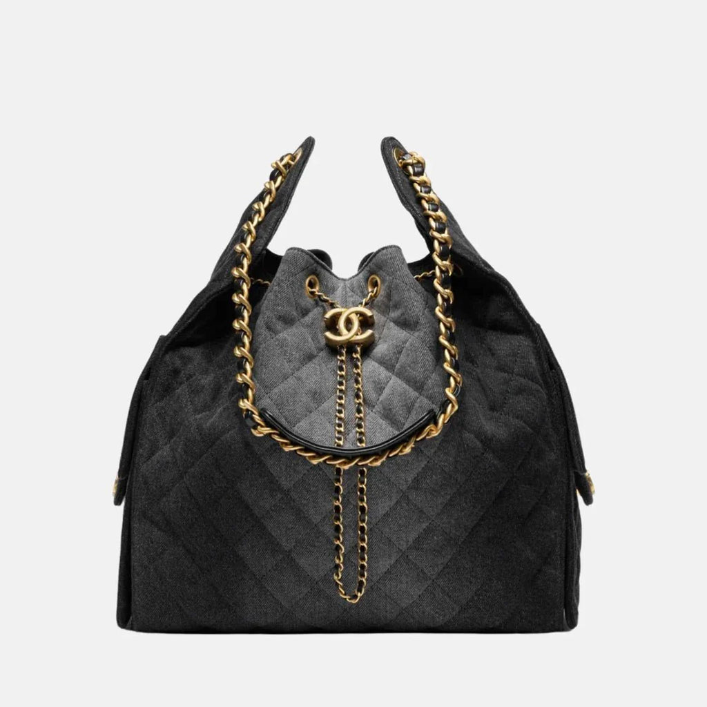 OUVALIA Luxury Edit | Chanel 25 Large Handbag Washed Denim And Gold-Tone Metal