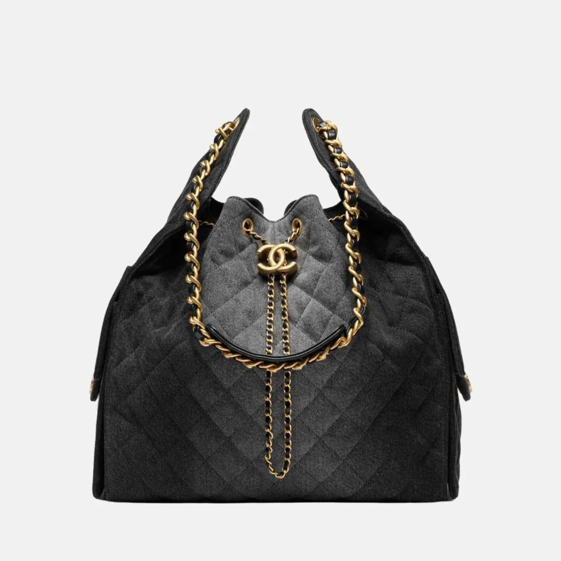 OUVALIA Luxury Edit | Chanel 25 Large Handbag Washed Denim And Gold-Tone Metal