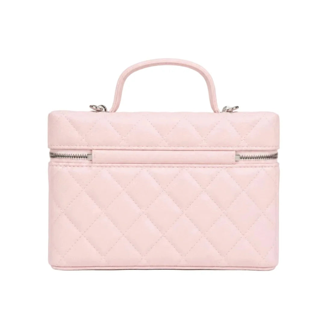 OUVALIA Luxury Edit | Chanel Caviar Quilted Top Handle Slim Vanity With Chain Light Pink