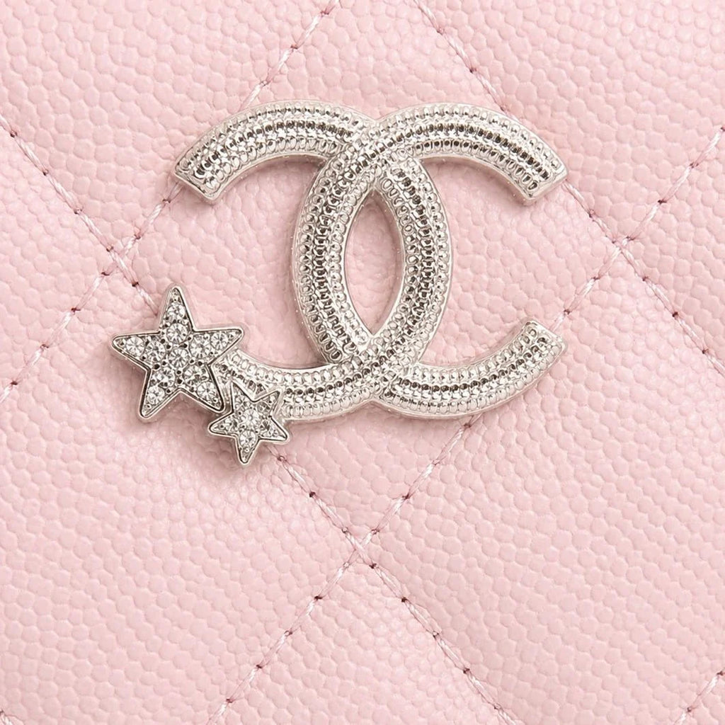 OUVALIA Luxury Edit | Chanel Caviar Quilted Top Handle Slim Vanity With Chain Light Pink